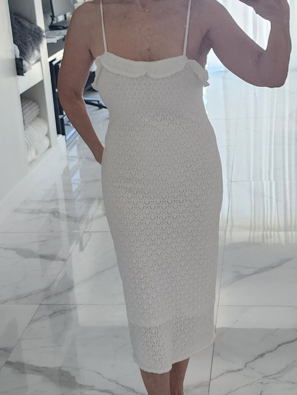 White Lace Midi Slip Skirt